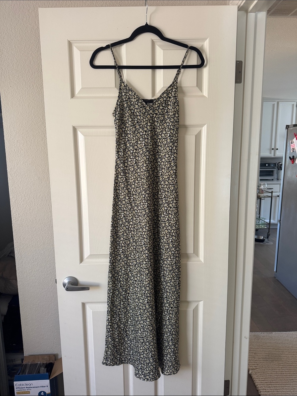 All Saints Slip Midi Dress with Ivory Floral Print